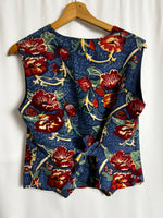 Vintage Floral 100% Silk Vest Made In France Size M