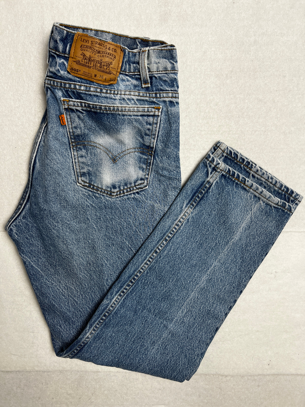 Vintage 80s Levis 505 Orange Tab Jeans Made In USA W36 L32