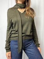 Ralph Lauren Silk & Cashmere Blend Knit Jumper With Draped Shawl Size L