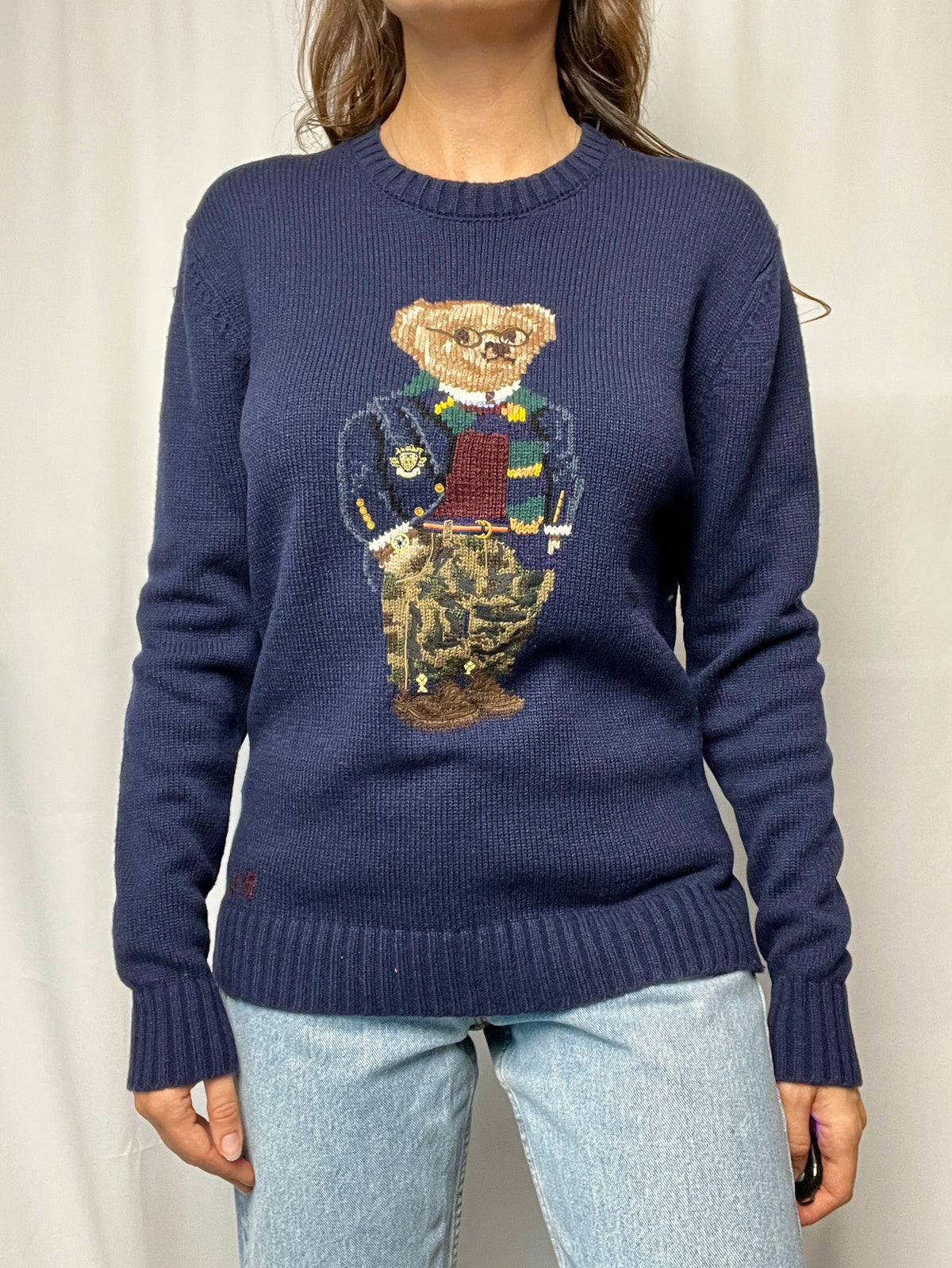 Polo Ralph Lauren Preppy Camo Bear Wool Jumper Size S