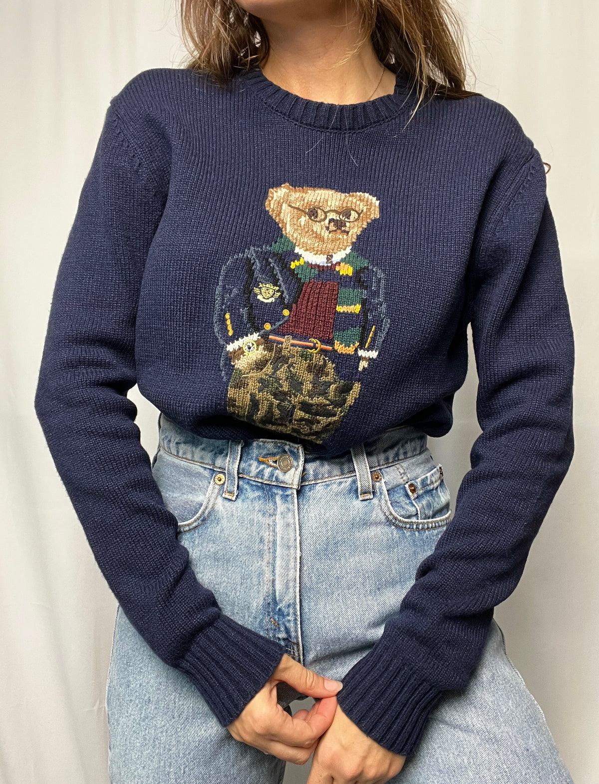 Polo Ralph Lauren Preppy Camo Bear Wool Jumper Size S