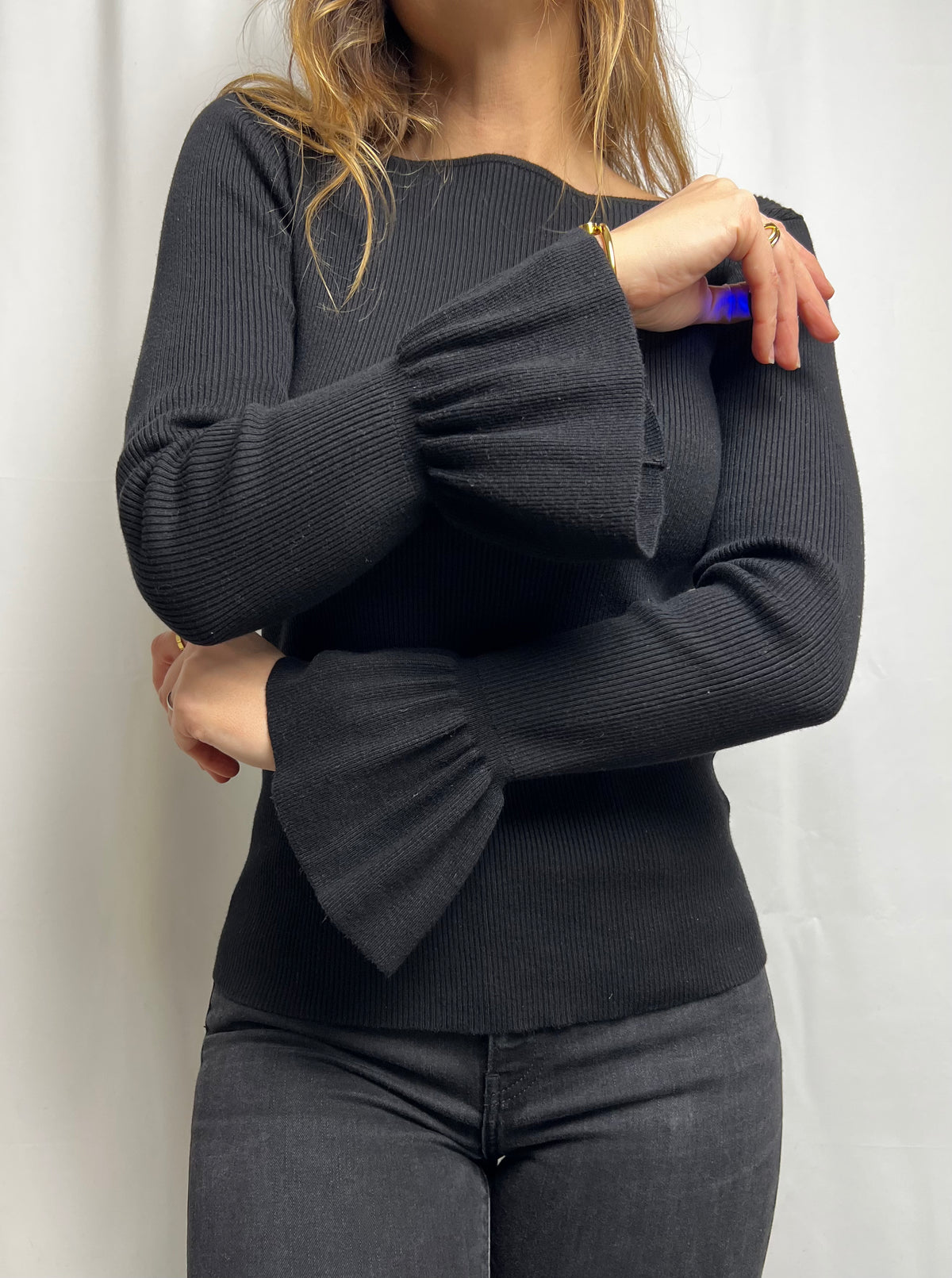 Ralph Lauren Boatneck Knit Jumper with Bell Sleeves Size L