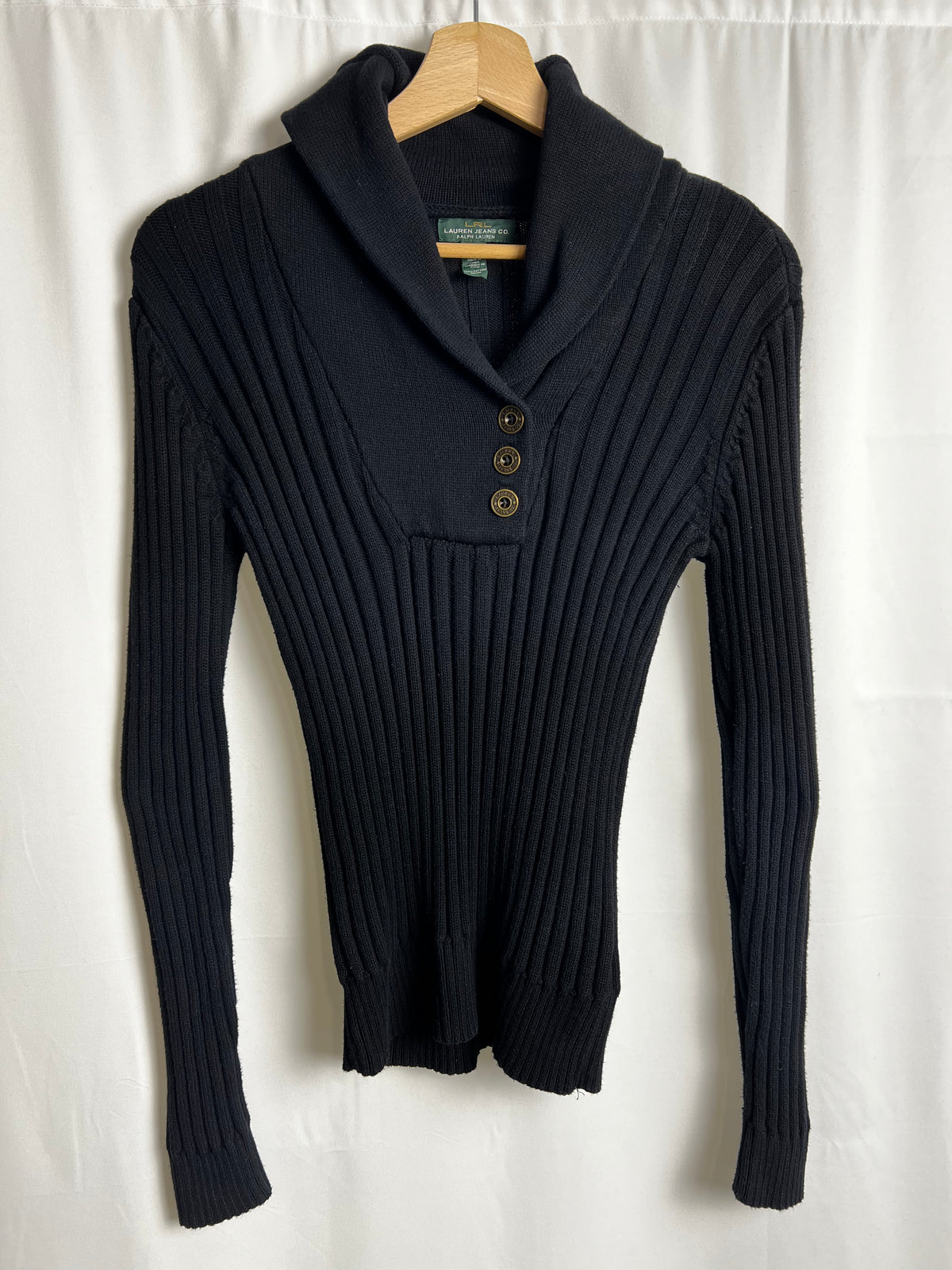 Ralph Lauren Ribbed Shawl Collar Sweater