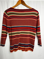 Ralph Lauren Linen Blend Colourful Striped Knit Sweater Size S