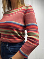 Ralph Lauren Linen Blend Colourful Striped Knit Sweater Size S