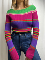 Ralph Lauren Multi Colour Striped Boat Neck Sweater