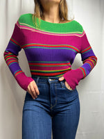 Ralph Lauren Multi Colour Striped Boat Neck Sweater