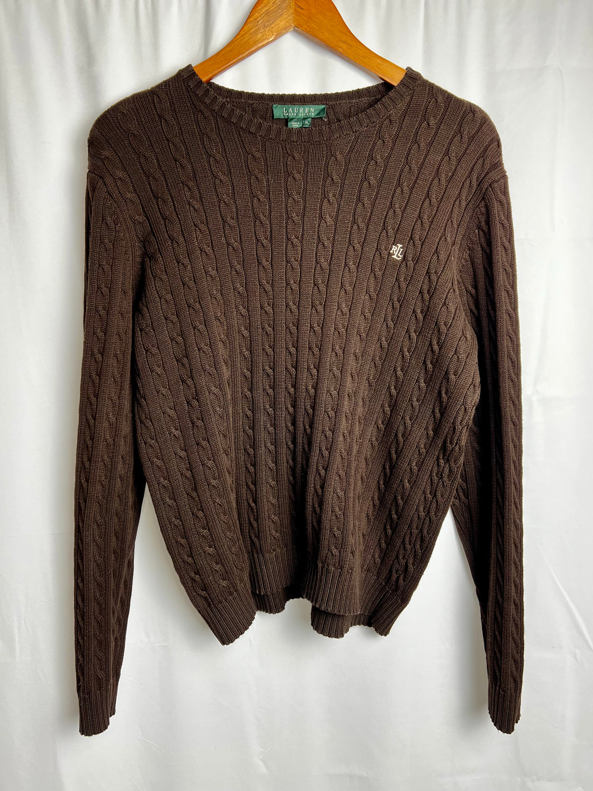 Ralph Lauren Cable Knit Sweater with Embroidered Logo