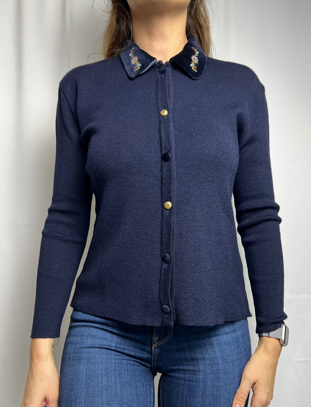 Vintage Oliver Grant Wool Cardigan Shirt With Embroidery