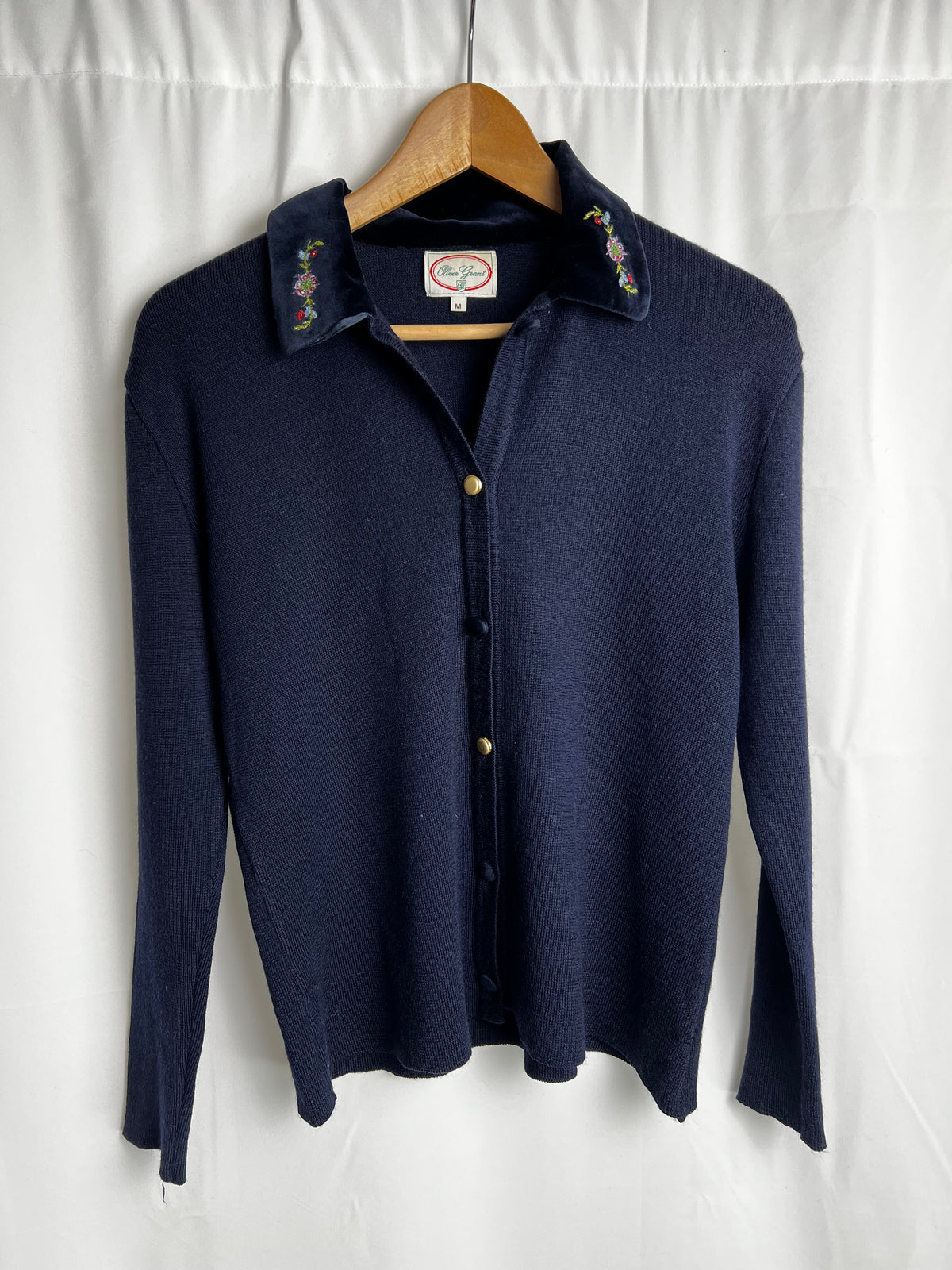 Vintage Oliver Grant Wool Cardigan Shirt With Embroidery