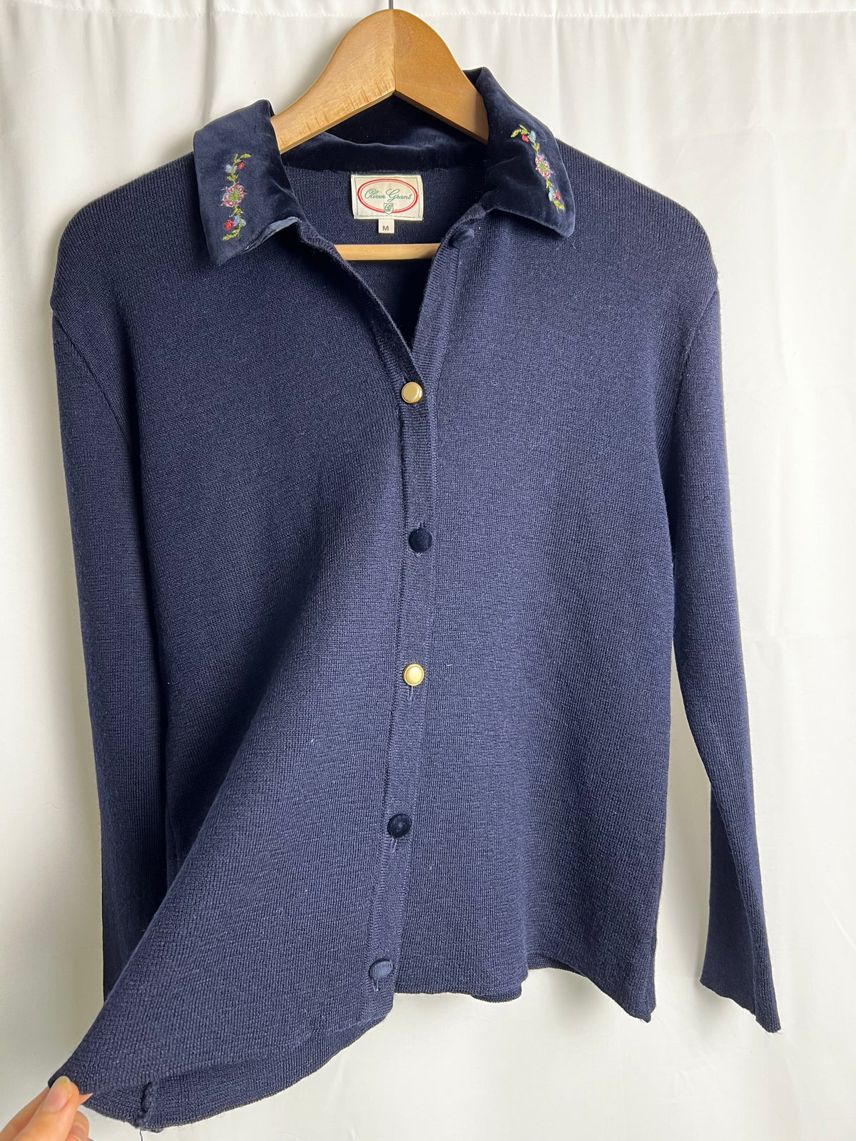 Vintage Oliver Grant Wool Cardigan Shirt With Embroidery
