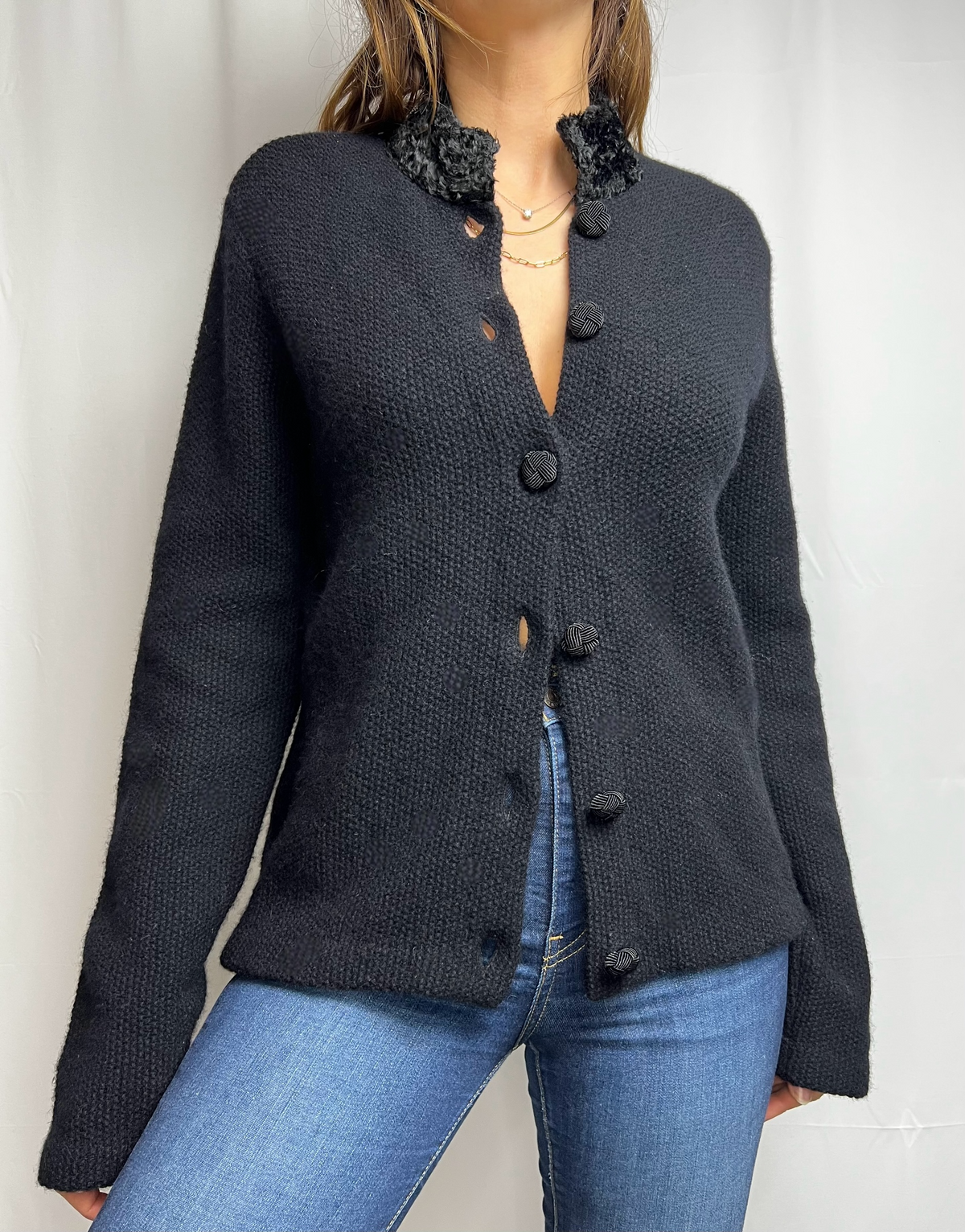 Ralph Lauren Black Lambswool Cardigan Jacket