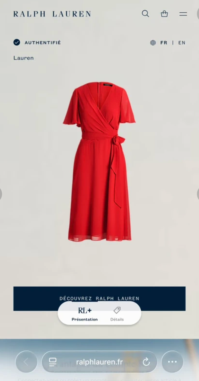 Ralph Lauren Georgette Flutter Sleeve Dress With QR Code size S