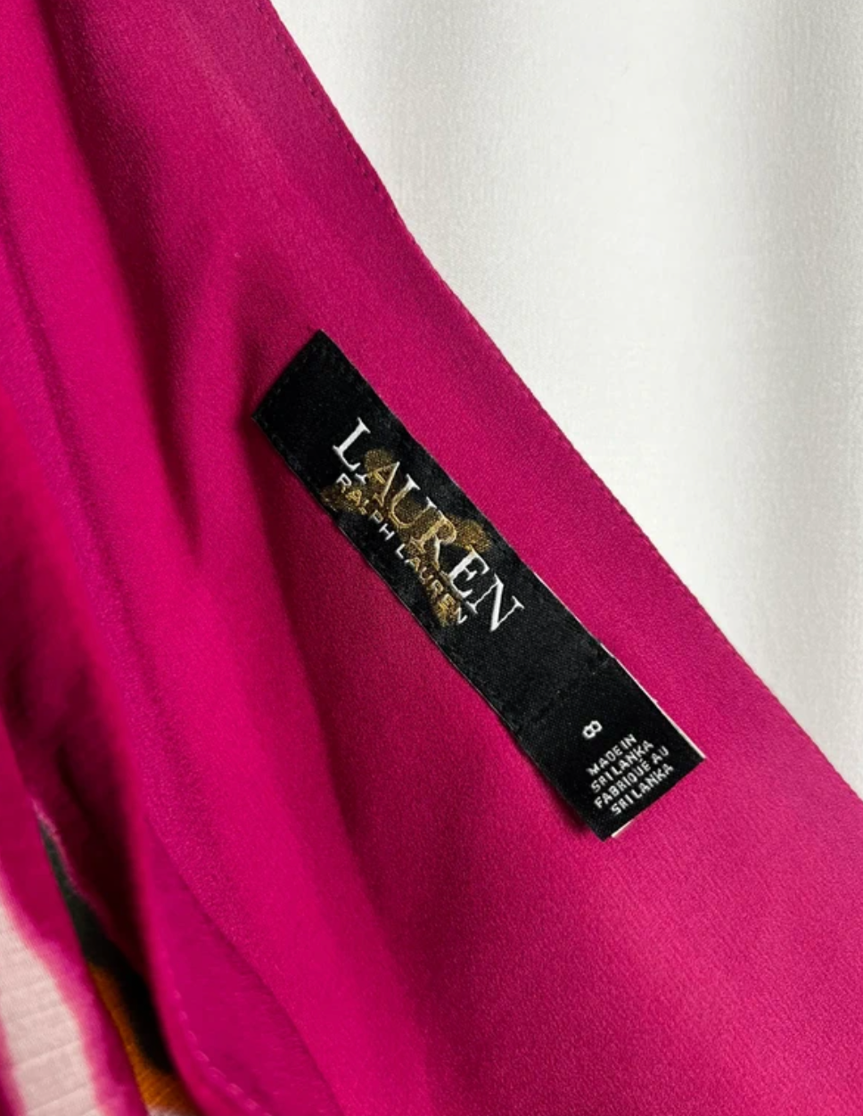 Ralph Lauren Striped One Shoulder Crinkle Georgette Maxi Dress size M
