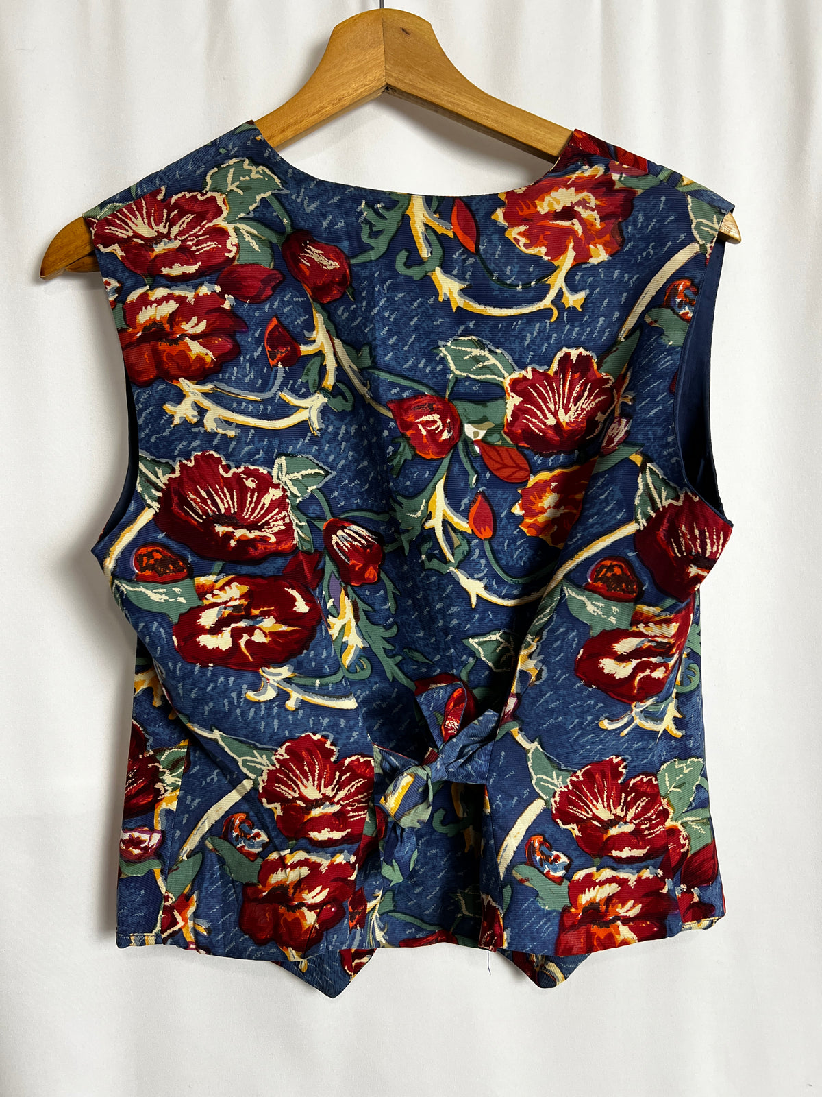 Vintage Floral 100% Silk Vest Made In France Size M