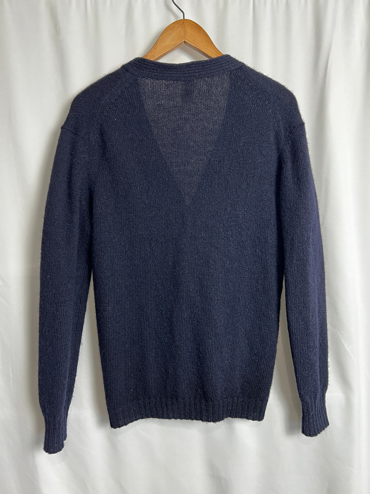 Vintage Woolmark 100% Pure Virgin Wool Cardigan With Gold Details Made In France Size S