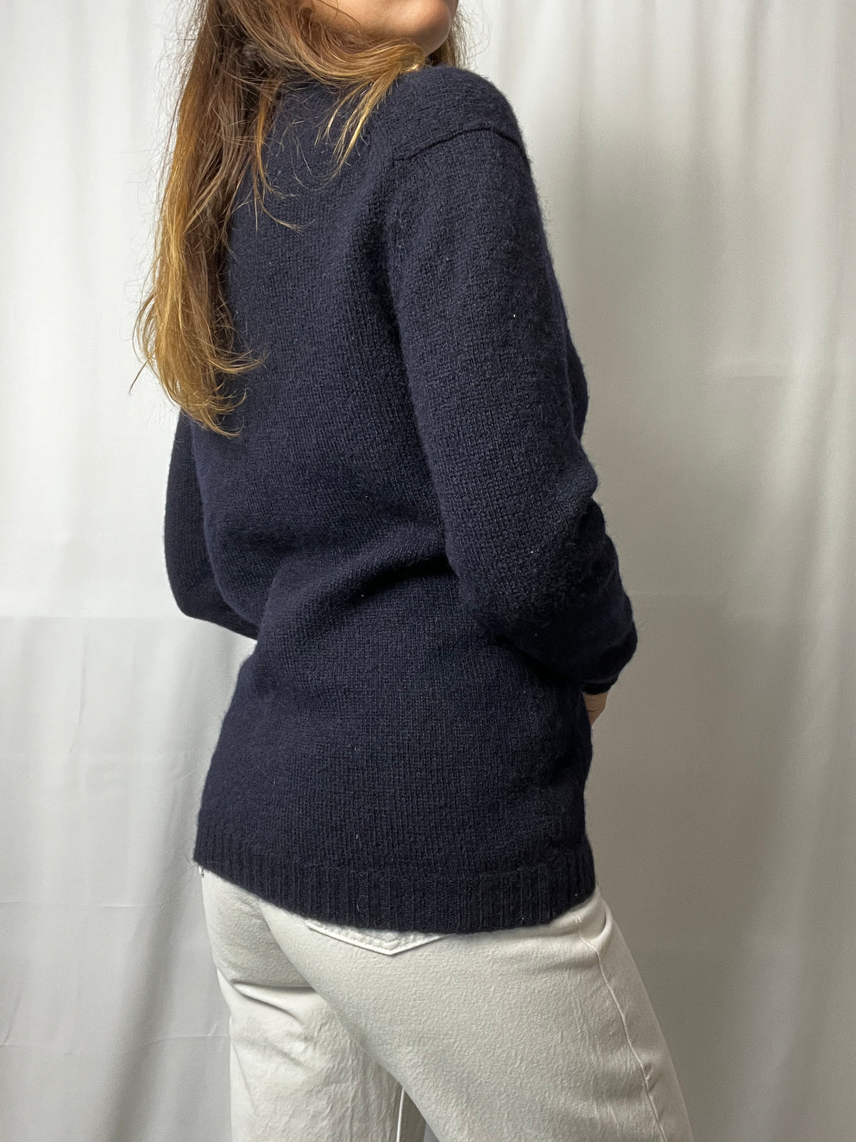 Vintage Woolmark 100% Pure Virgin Wool Cardigan With Gold Details Made In France Size S