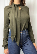 Ralph Lauren Silk & Cashmere Blend Knit Jumper With Draped Shawl Size L