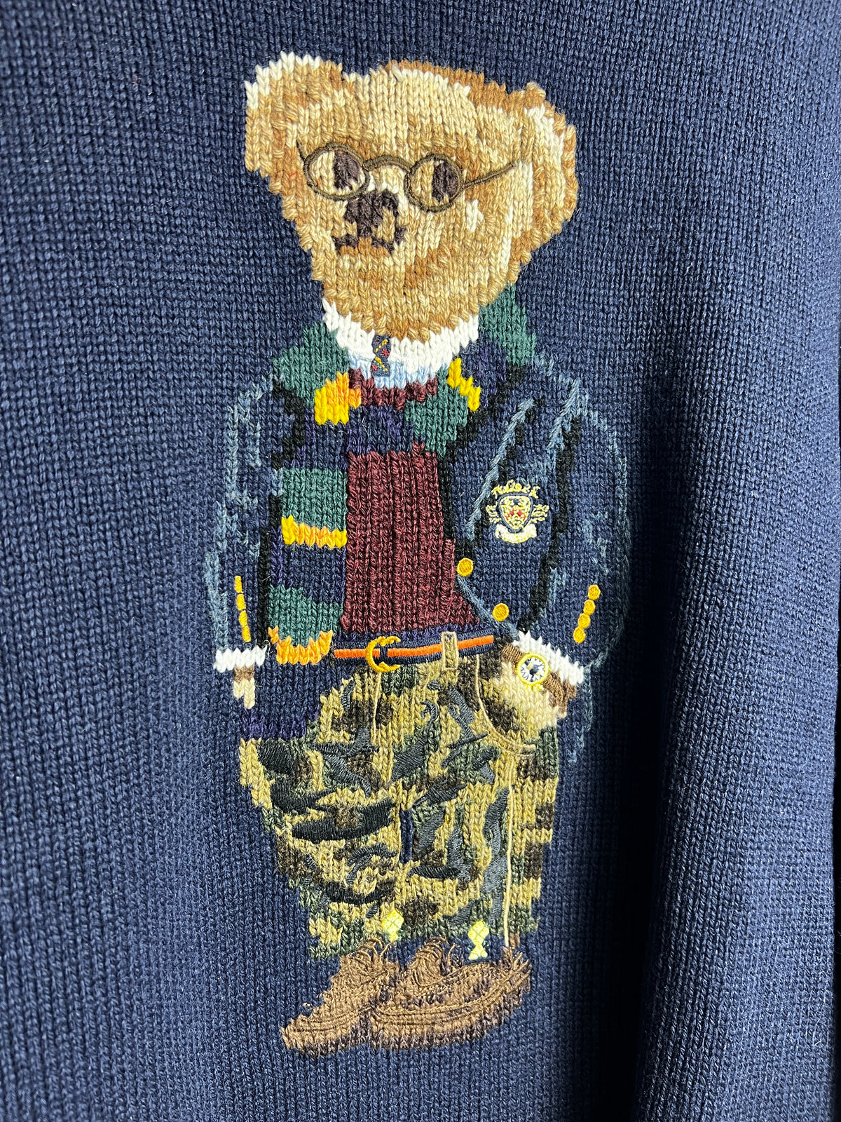 Polo Ralph Lauren Preppy Camo Bear Wool Jumper Size S