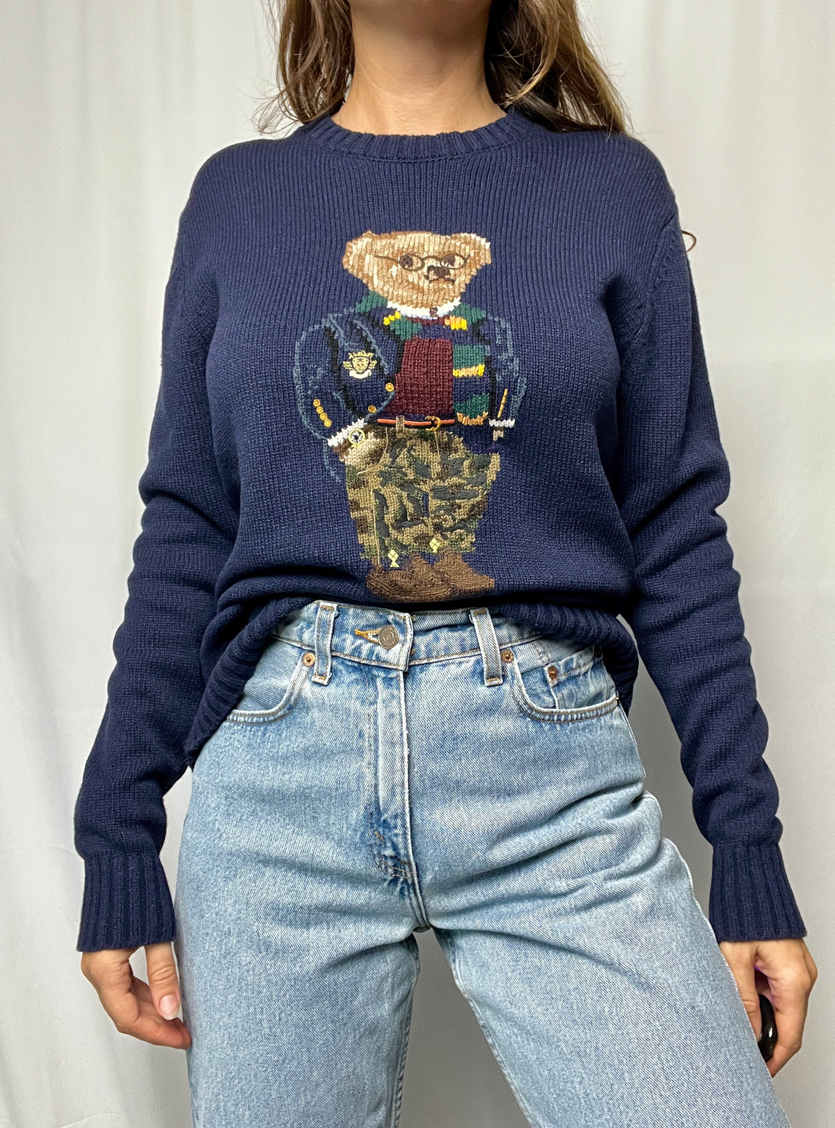 Polo Ralph Lauren Preppy Camo Bear Wool Jumper Size S