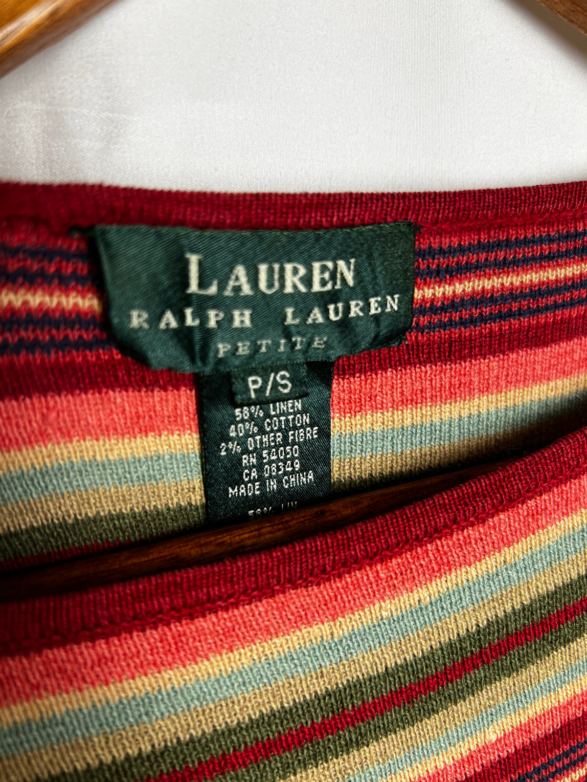 Ralph Lauren Linen Blend Colourful Striped Knit Sweater Size S