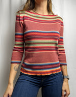 Ralph Lauren Linen Blend Colourful Striped Knit Sweater Size S