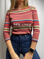 Ralph Lauren Linen Blend Colourful Striped Knit Sweater Size S