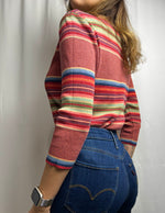 Ralph Lauren Linen Blend Colourful Striped Knit Sweater Size S