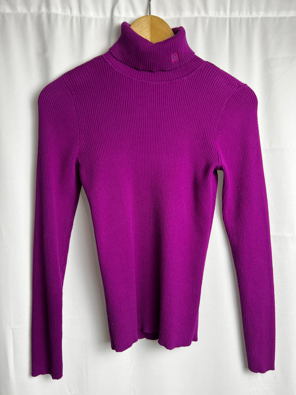 Ralph Lauren Ribbed Turtleneck Sweater with Monogram Embroidered Logo