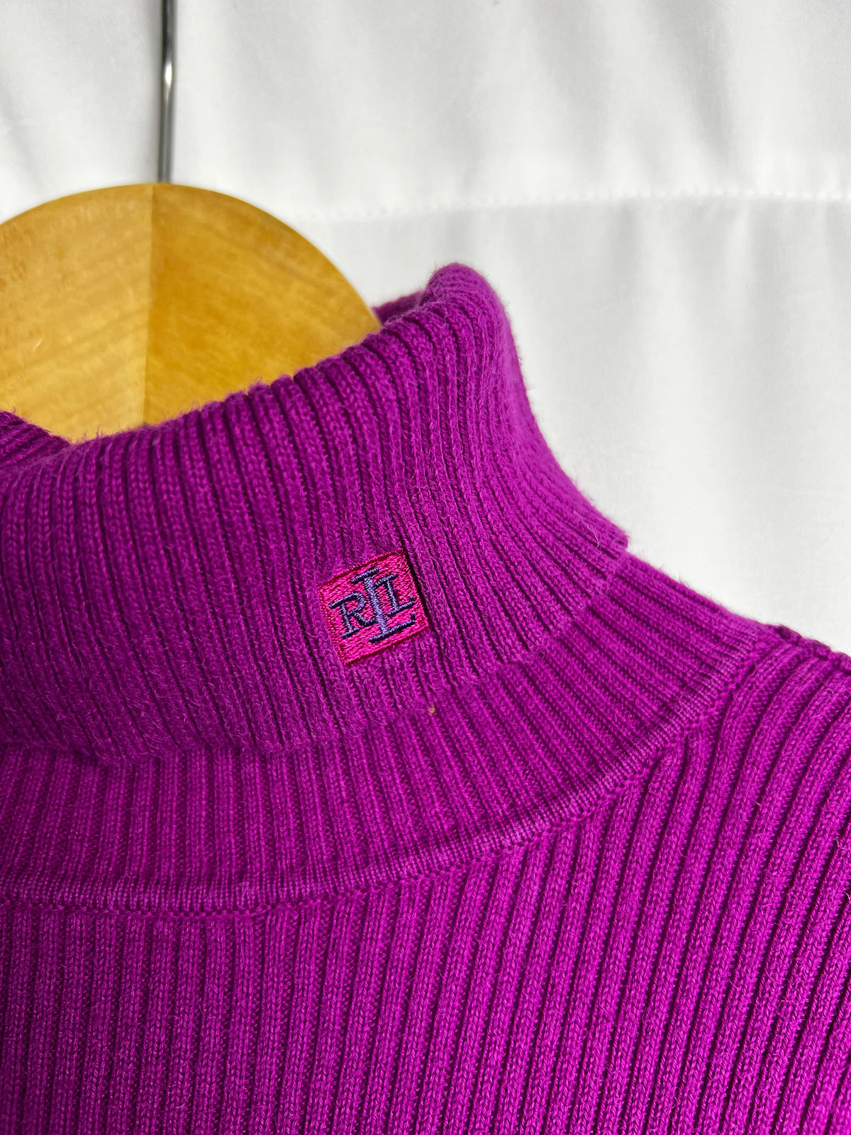 Ralph Lauren Ribbed Turtleneck Sweater with Monogram Embroidered Logo