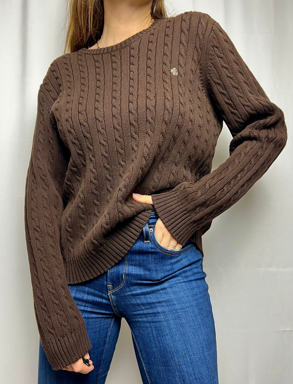 Ralph Lauren Cable Knit Sweater with Embroidered Logo