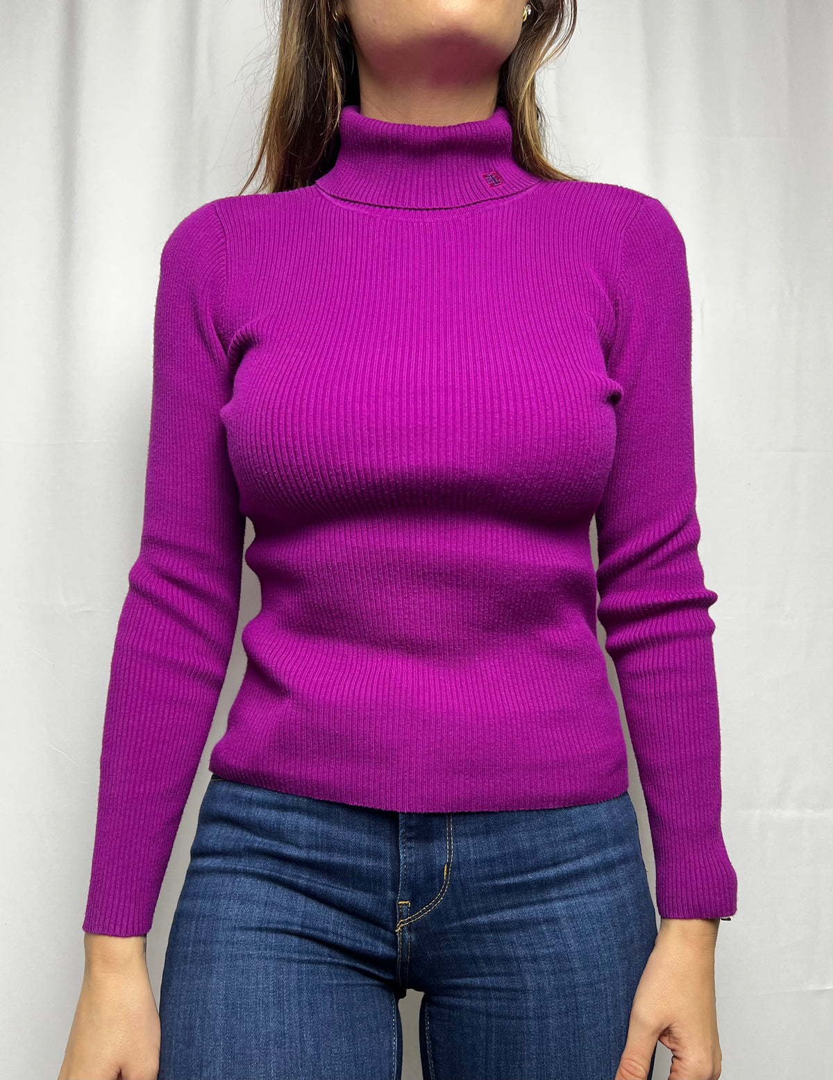 Ralph Lauren Ribbed Turtleneck Sweater with Monogram Embroidered Logo