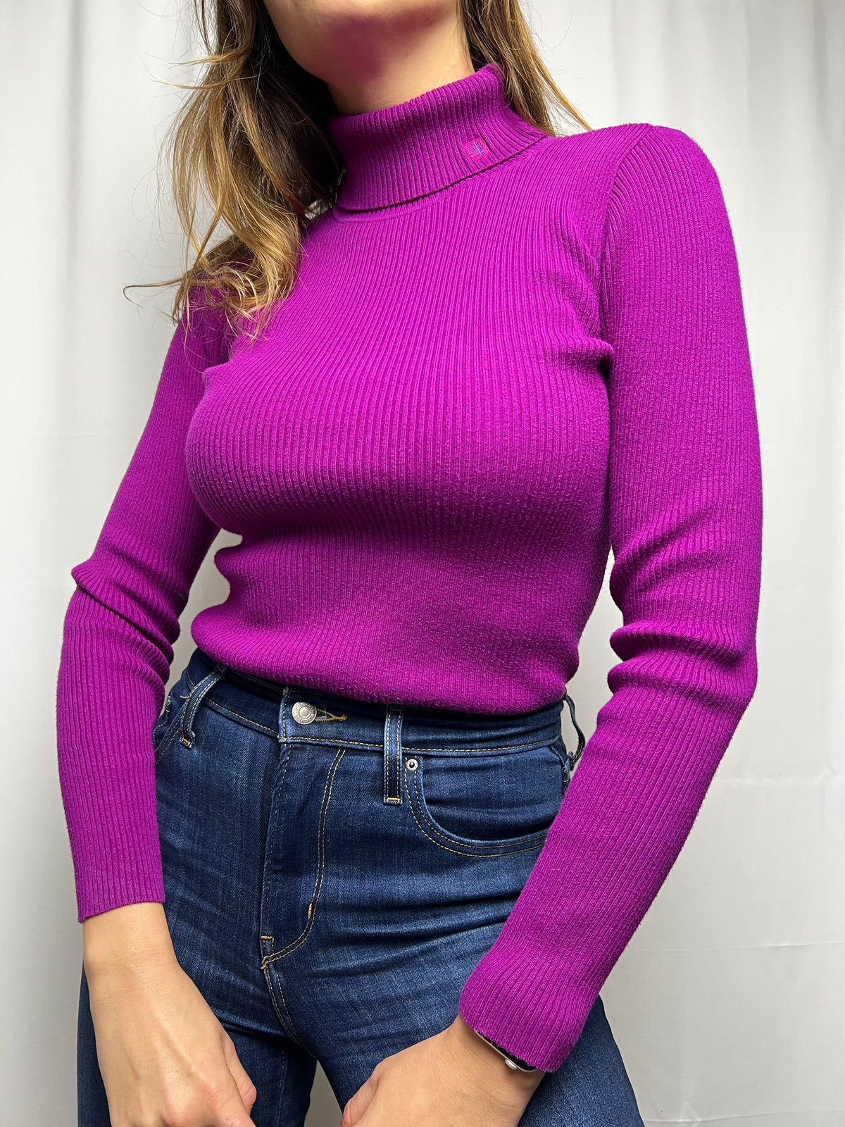 Ralph Lauren Ribbed Turtleneck Sweater with Monogram Embroidered Logo