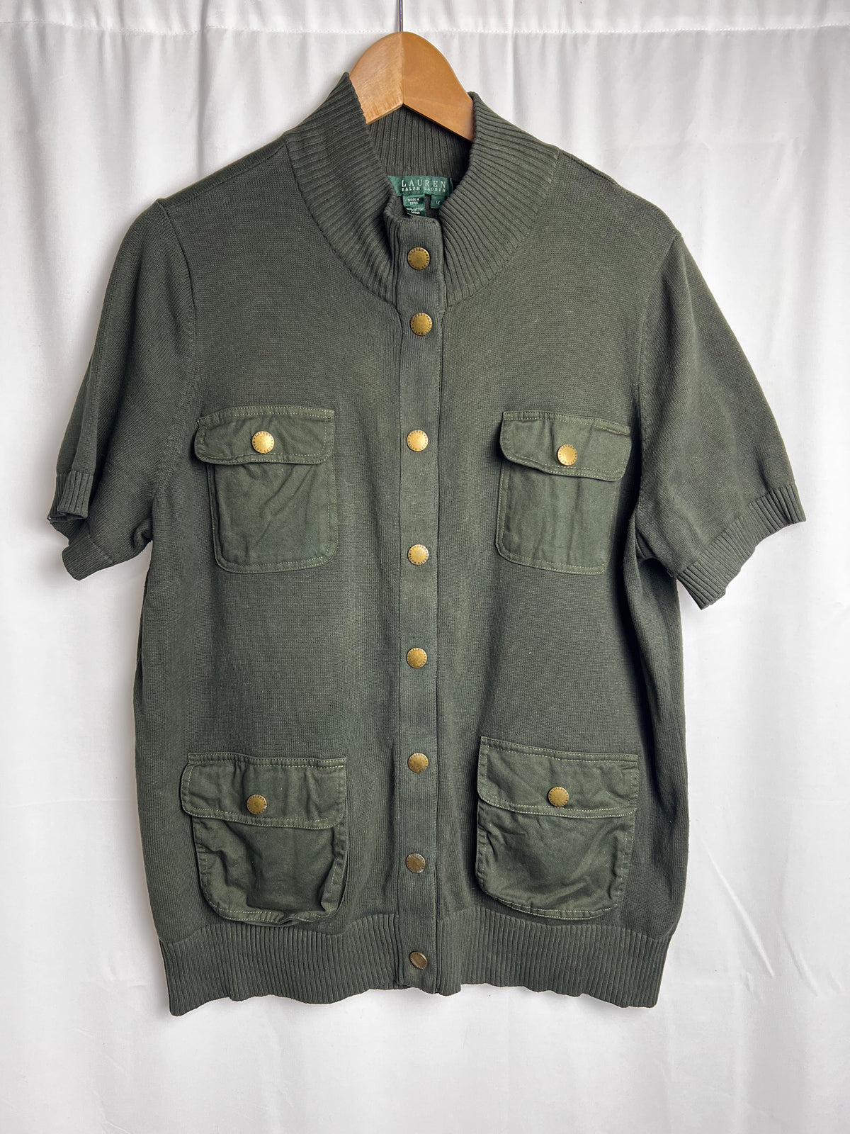 Vintage Ralph Lauren 90s Cardigan Sweater With Cargo Pockets Size XL