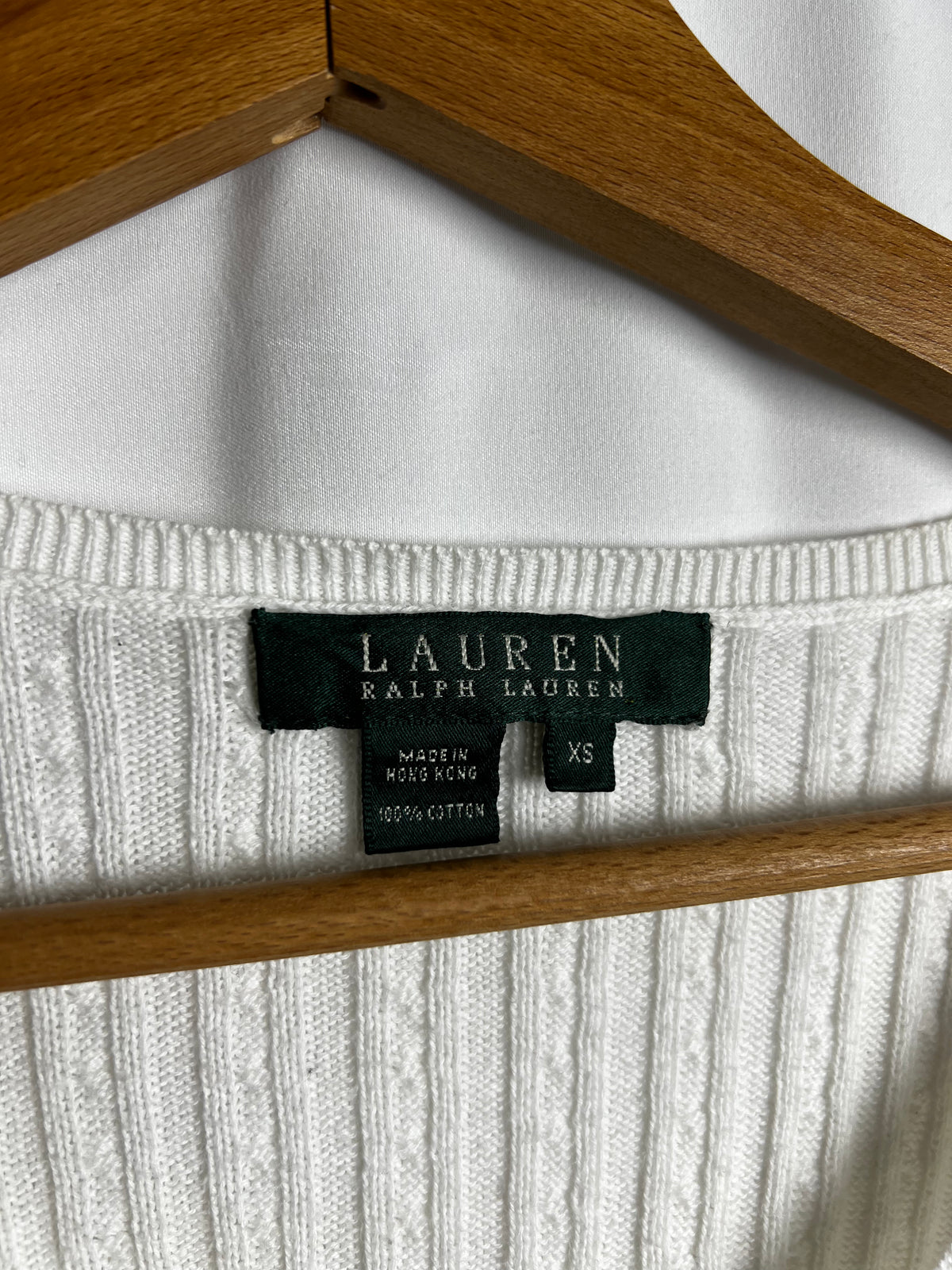 Ralph Lauren Ivory Micro Cable Knit V-Neck Sweater