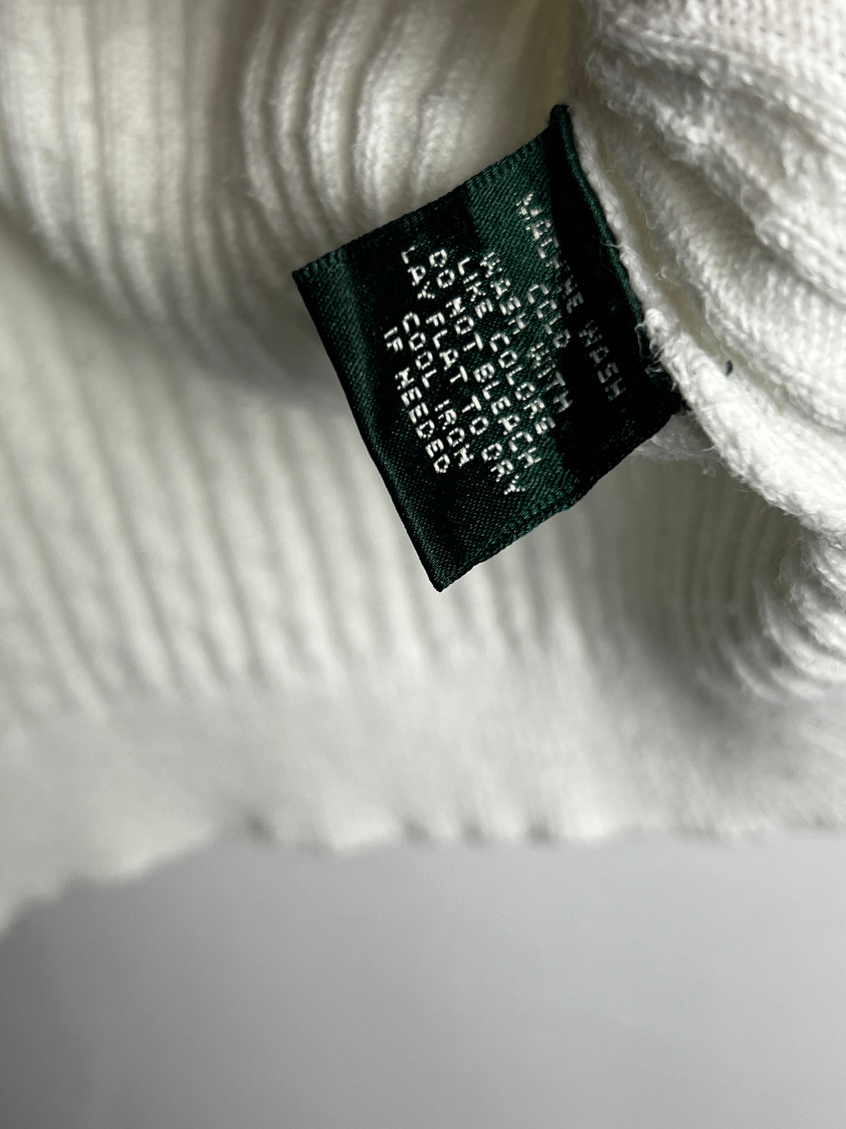 Ralph Lauren Ivory Micro Cable Knit V-Neck Sweater