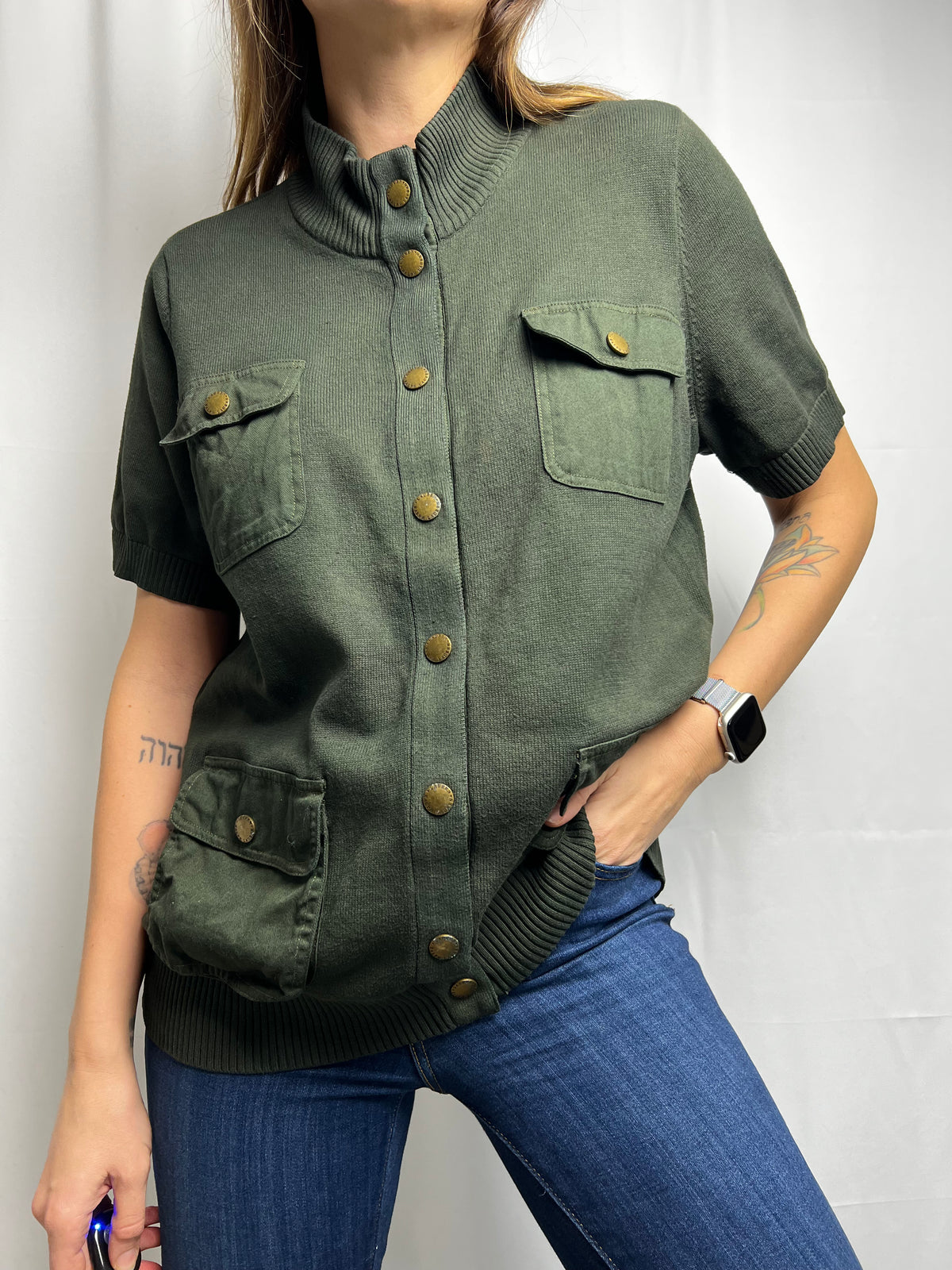 Vintage Ralph Lauren 90s Cardigan Sweater With Cargo Pockets Size XL