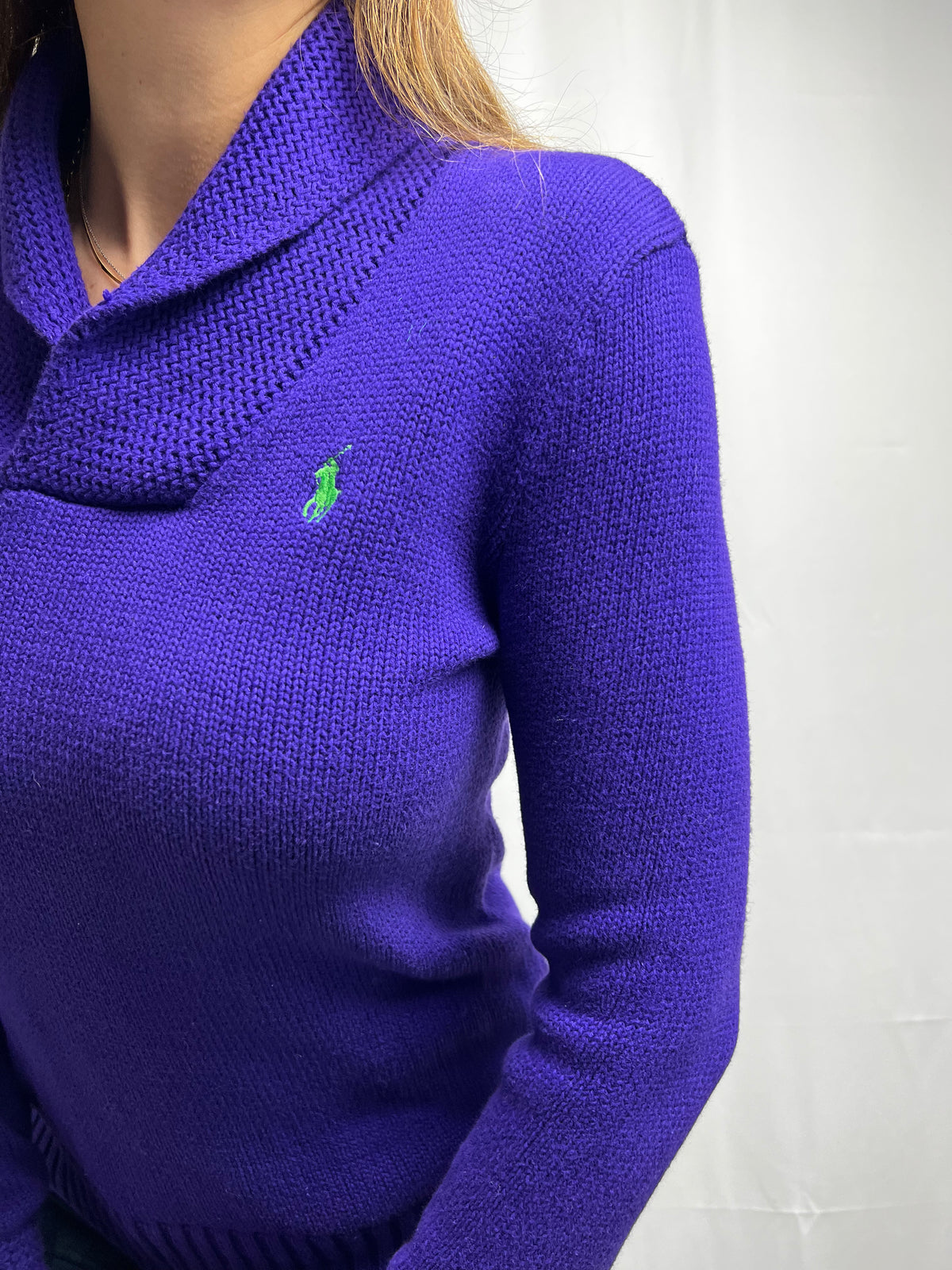 Ralph Lauren Shawl Collar Sweater With Embroidered Logo