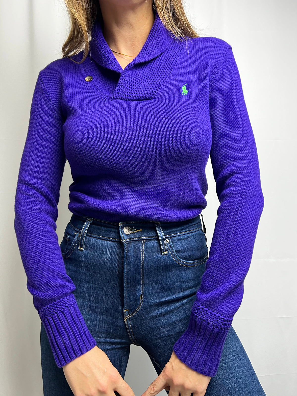 Ralph Lauren Shawl Collar Sweater With Embroidered Logo