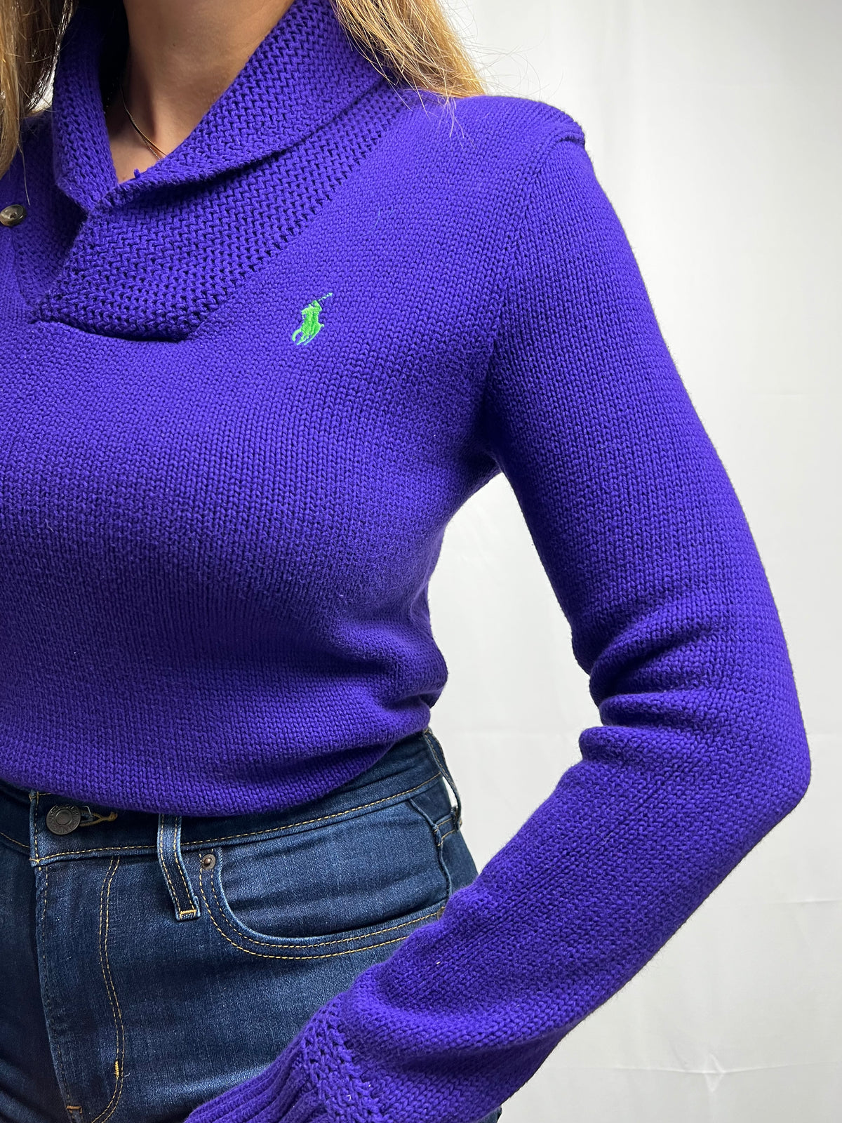 Ralph Lauren Shawl Collar Sweater With Embroidered Logo