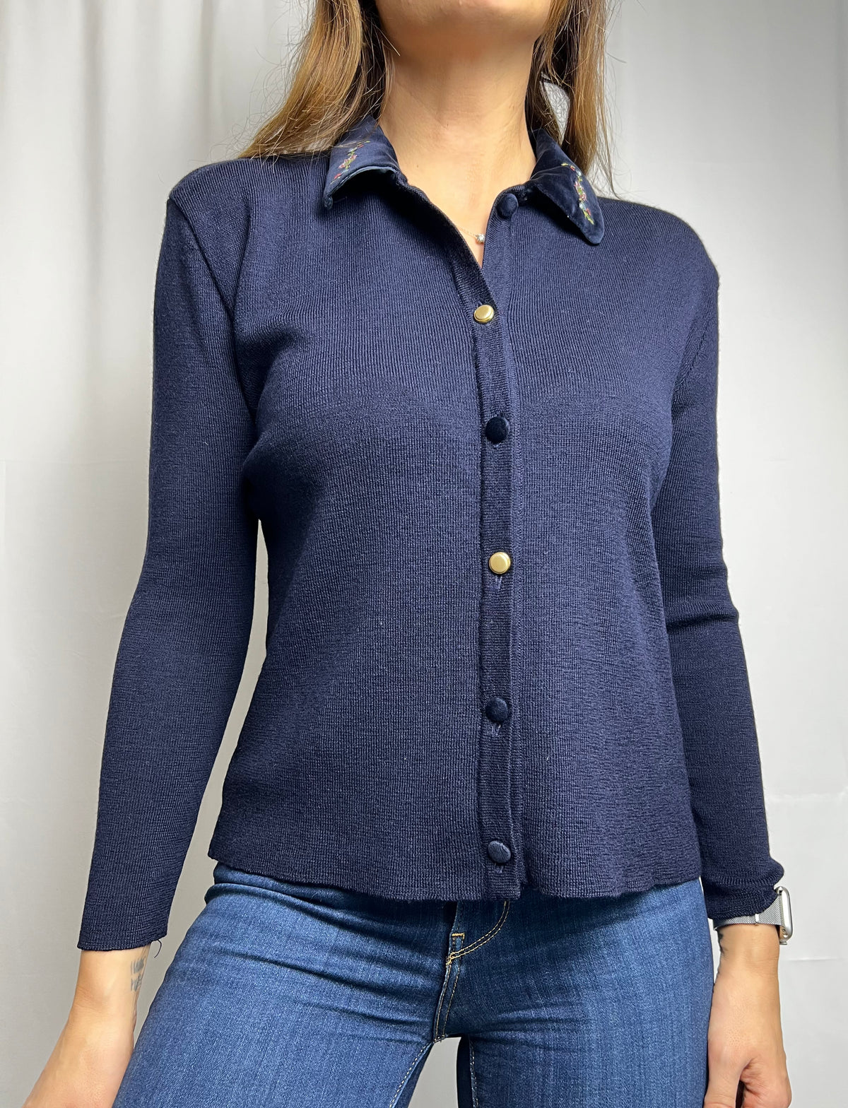 Vintage Oliver Grant Wool Cardigan Shirt With Embroidery