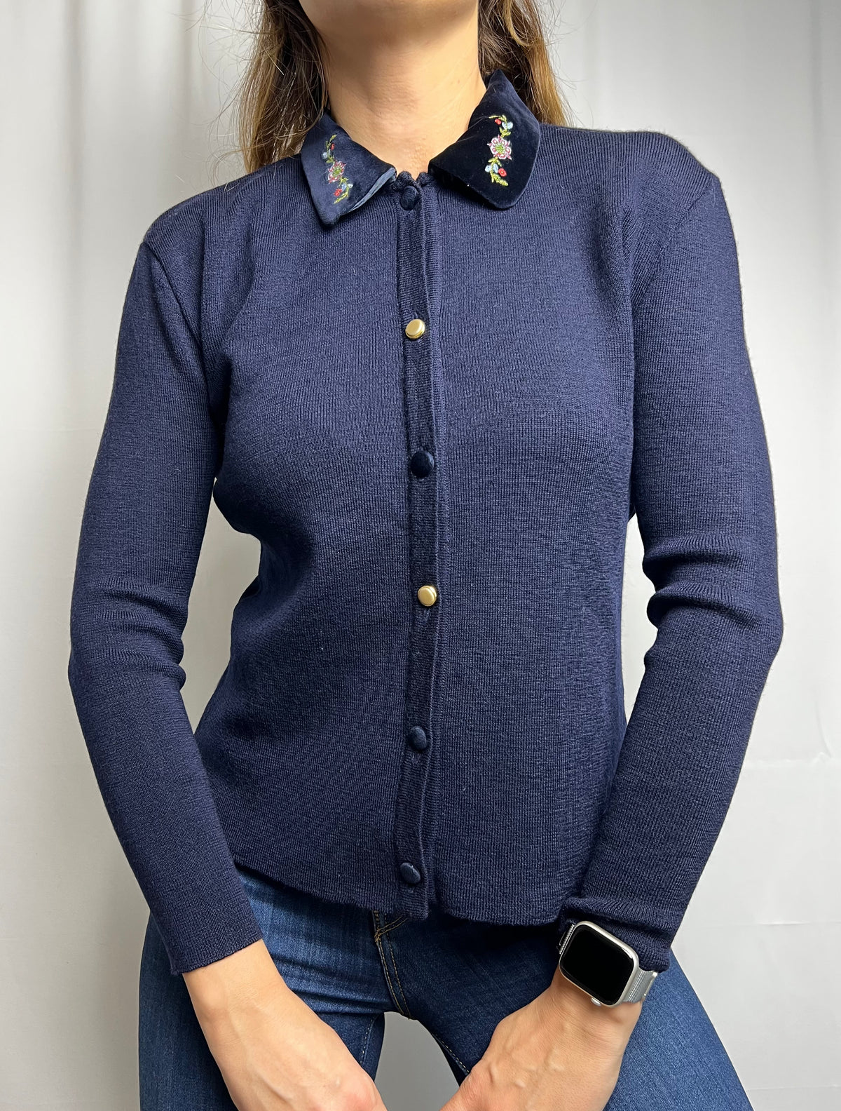 Vintage Oliver Grant Wool Cardigan Shirt With Embroidery