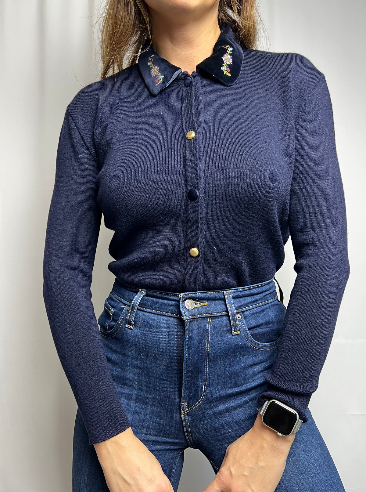 Vintage Oliver Grant Wool Cardigan Shirt With Embroidery