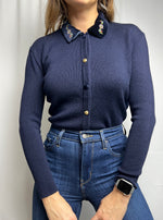 Vintage Oliver Grant Wool Cardigan Shirt With Embroidery