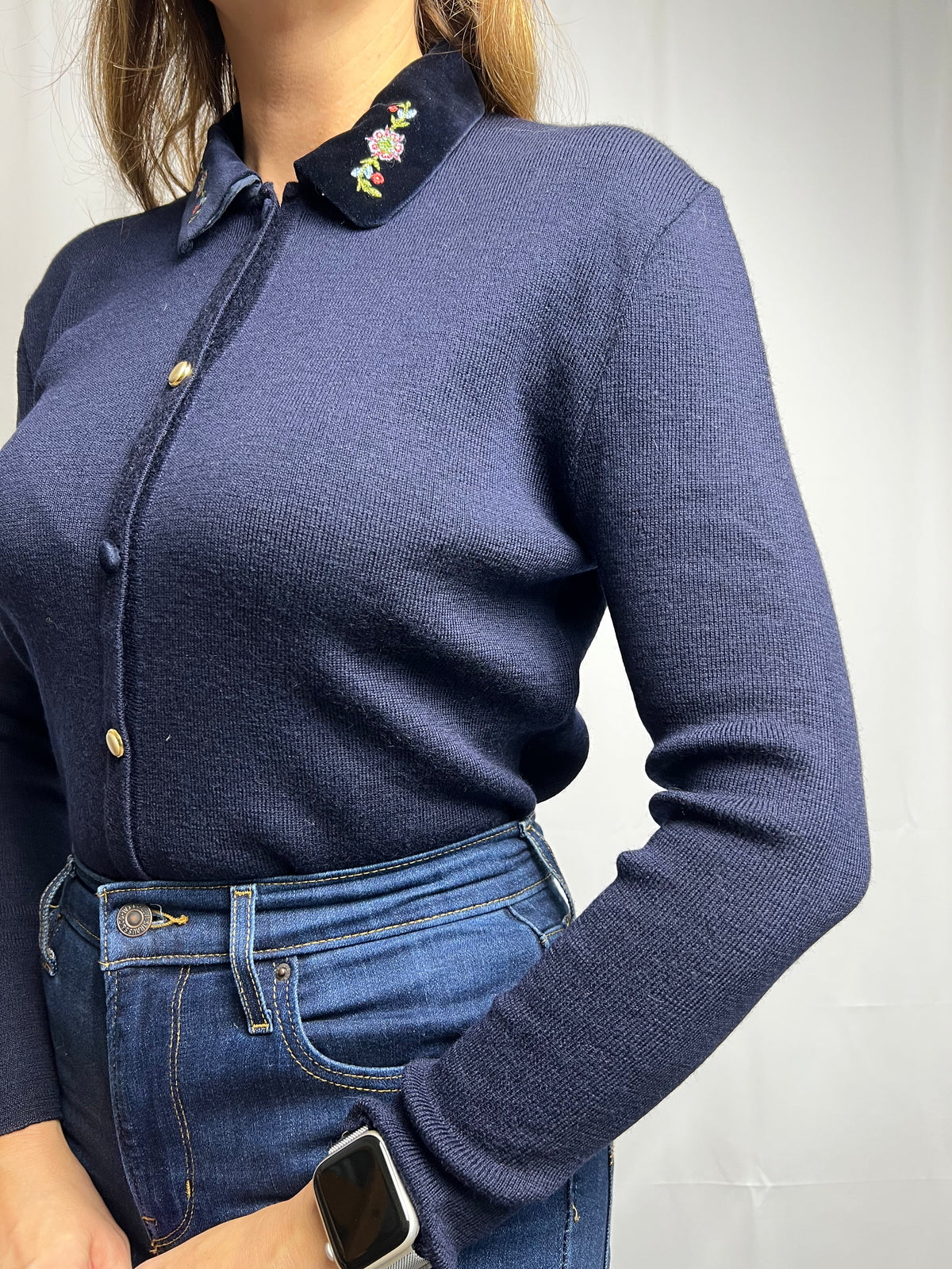 Vintage Oliver Grant Wool Cardigan Shirt With Embroidery