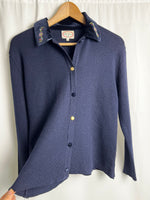 Vintage Oliver Grant Wool Cardigan Shirt With Embroidery