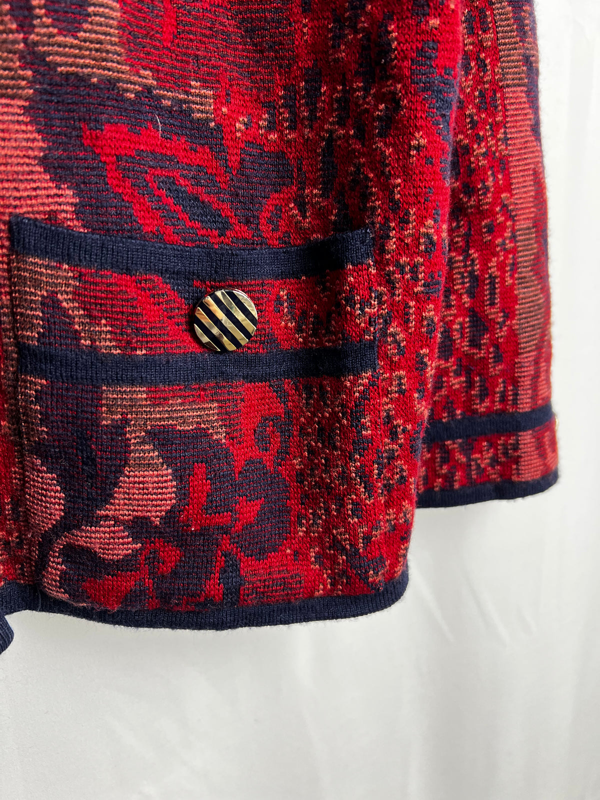 Vintage Janine Pauporté Wool Cardigan Made in France Size M