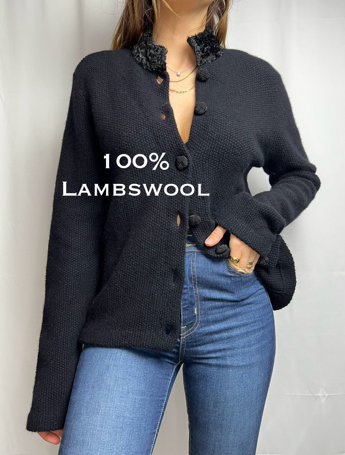 Ralph Lauren Black Lambswool Cardigan Jacket