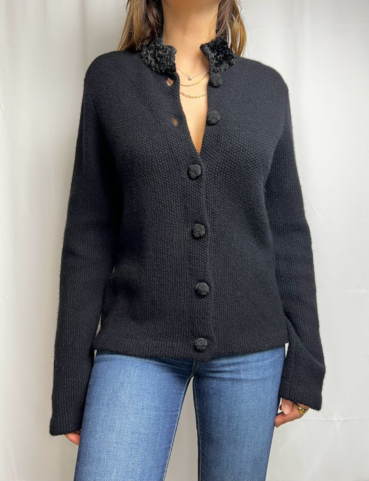 Ralph Lauren Black Lambswool Cardigan Jacket