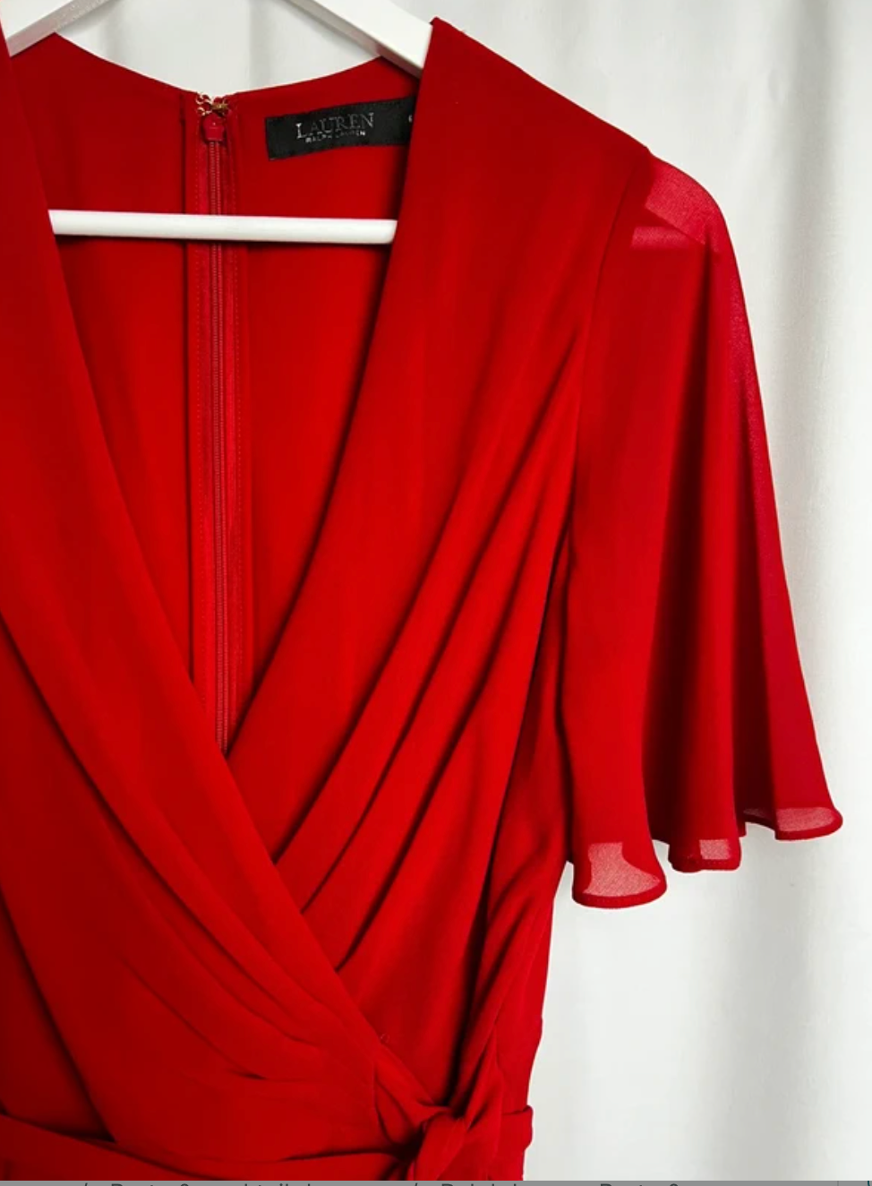 Ralph Lauren Georgette Flutter Sleeve Dress With QR Code size S